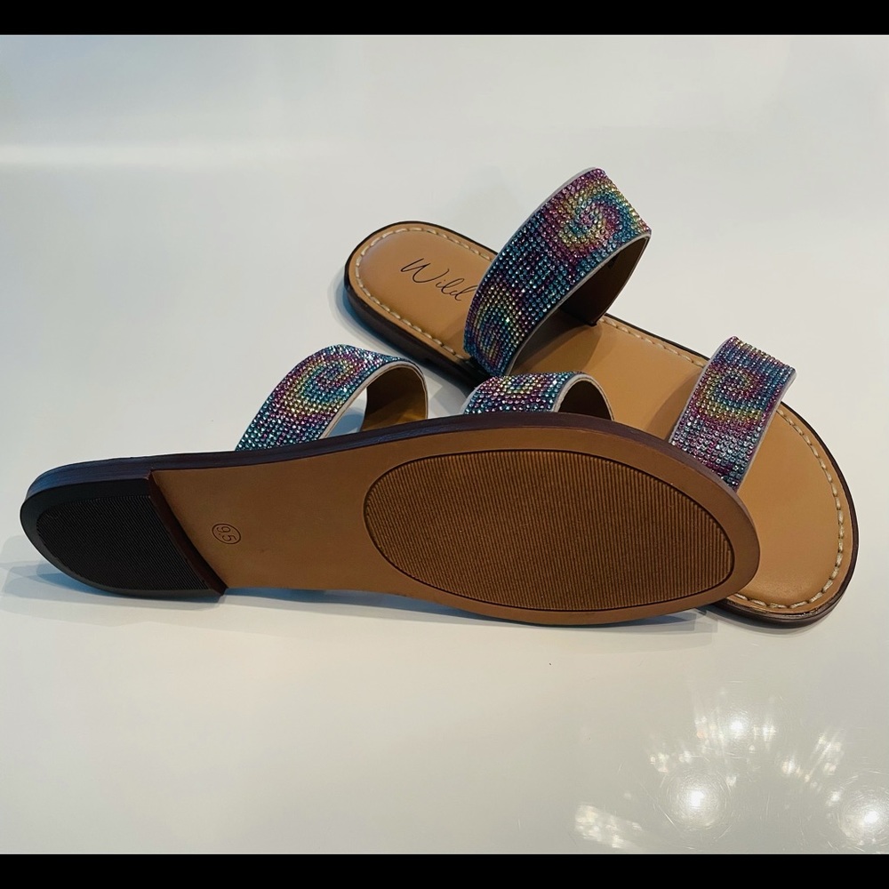 Tye-Dye Bling Flat Sandals